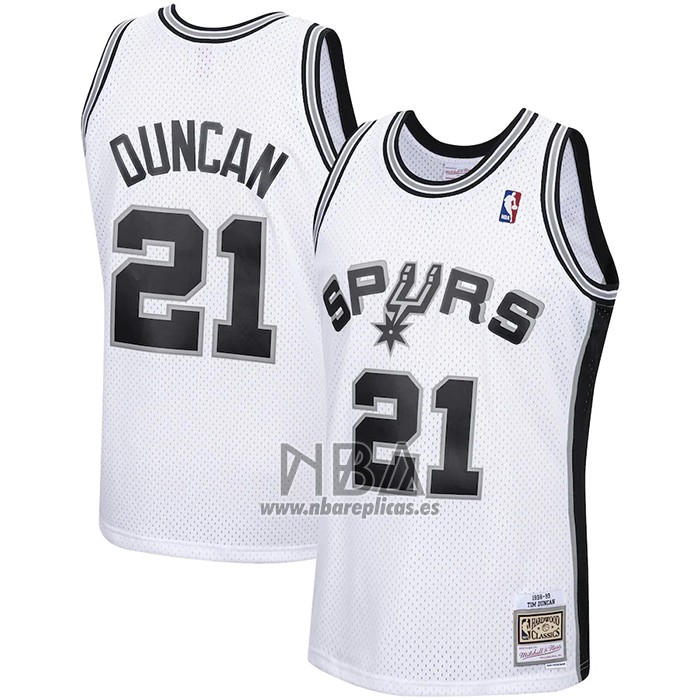 Camiseta San Antonio Spurs Tim Duncan NO 21 Mitchell & Ness 1998-99 Blanco
